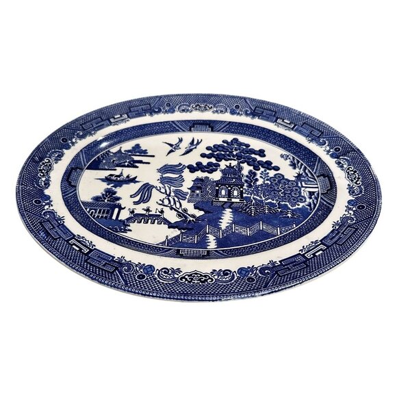 Johnson Bros Willow Pattern Blue White Ironstone Dinner Platter 12" England Gift - Picture 2 of 5